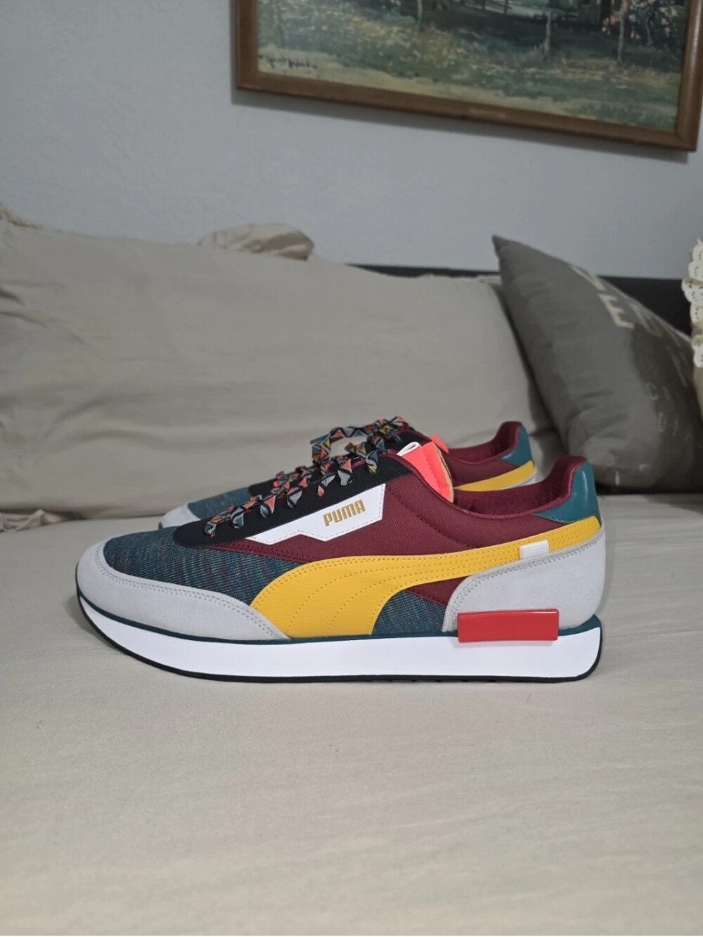 Puma Future Rider Mix Colorblock Sneakers Men's 373184-02 Size 14